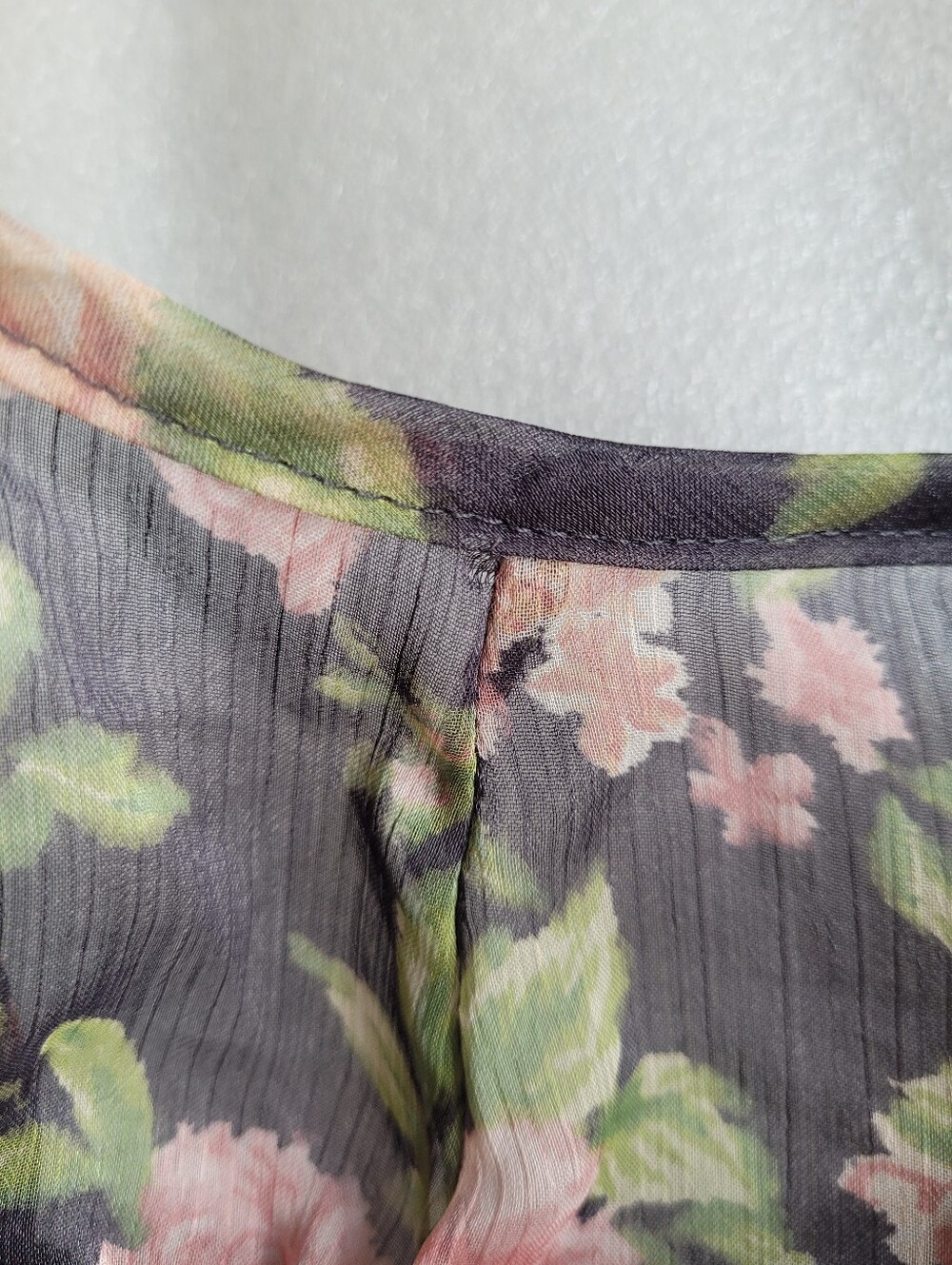 Vintage Y2K Roses Print Lace Back Sleeveless Chiffon Babydoll Top Large - Picture 16 of 16